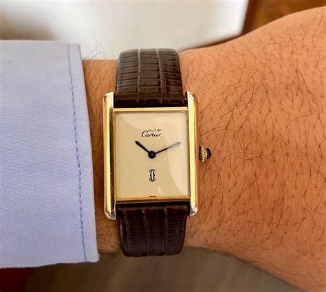 cartier tank large on wrist|must de cartier tank vintage.